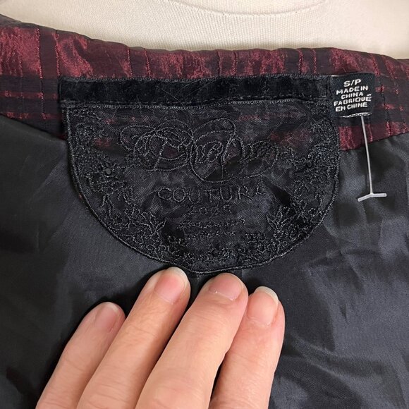 Red Black Ruffle Collar Jacket S Nylon Whimsigoth Vamp Steampunk Ruffle Balloon - Picture 7 of 10